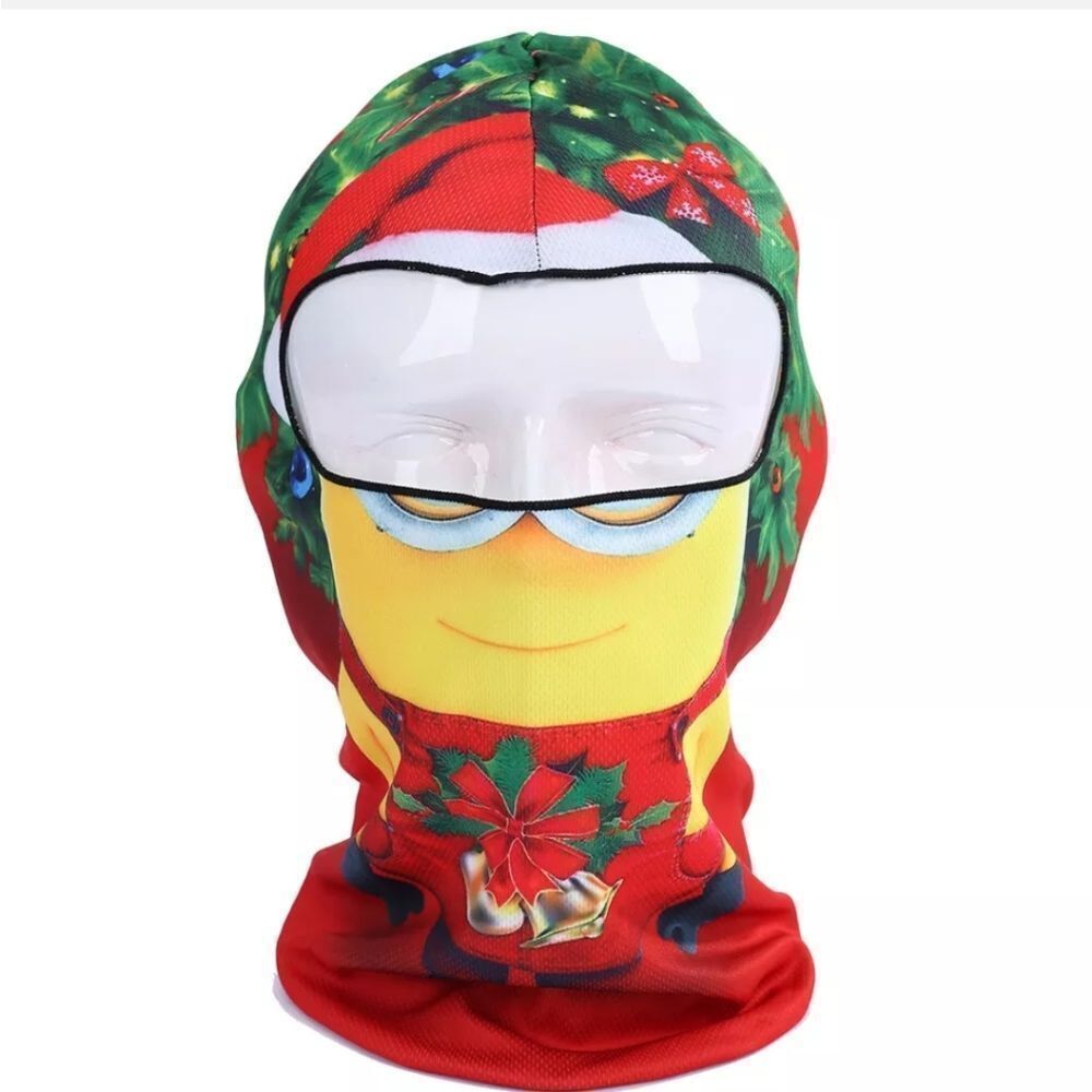 Christmas Mask Balaclava Hood Thin Neck Gaiter Cartoon Printing Full Face Mask